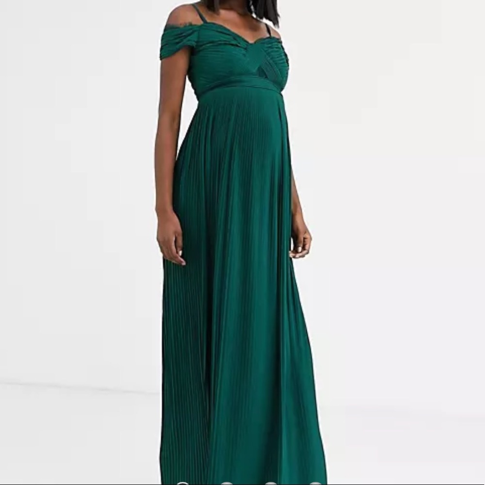 ASOS DESIGN Maternity lace and pleat maxi dress